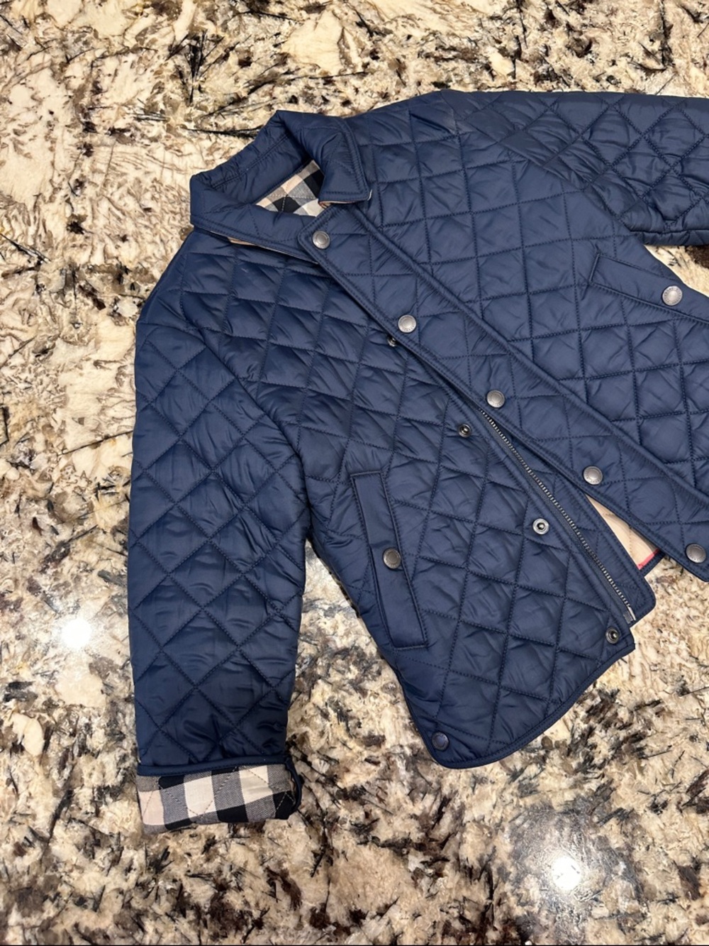 Kids Burberry Quilted Navy Jacket - Classic Lightweight Coat